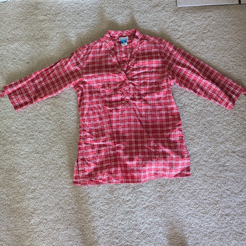 Red Plaid Button-Up Shirt